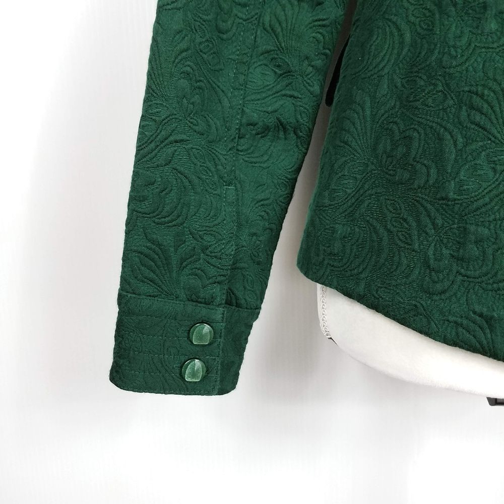 Chico's Green Jacquard Tapestry Zip Front Blazer Jacket - Picture 6 of 7